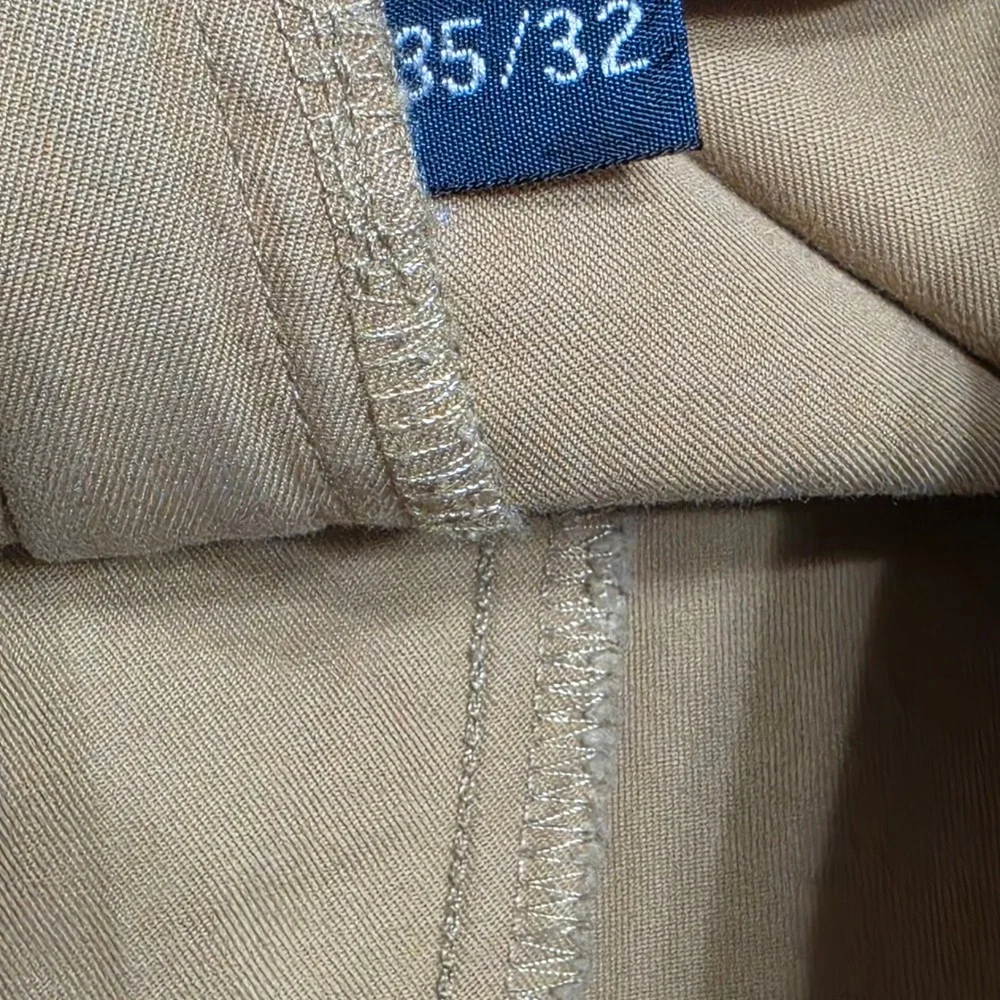 VTG Polo Ralph Lauren Mens Hammond Pant Cotton Tan 35x32 Pleated Chino Trousers‎